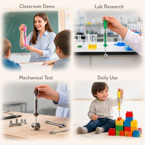 Tubular Spring Scale Set of 5 for Classroom,1N,5N,10N,20N,30N