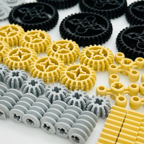 Miutrue Technical Parts Wheels Gears Building Blocks Accessories Pieces kit Construction Toys Set for Kids 6yrs+ Compatible with Major Brands - style: 120PCS Gears set
