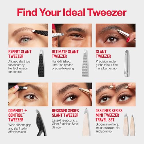 Revlon Expert Slant Tip Tweezer, Black, 1 Count - size: 1 Count (Pack of 1), style: Expert Tweezer
