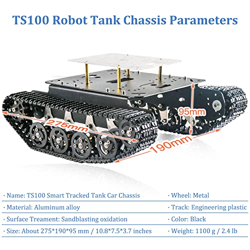 Professional Shock Absorption Smart Robot Tank Car Chassis Kit for Arduino/Raspberry Pie/Micobit, Remote Control Crawler Tracked Suspension Absorbing Vehicle with 2pcs Encoder DC Motors