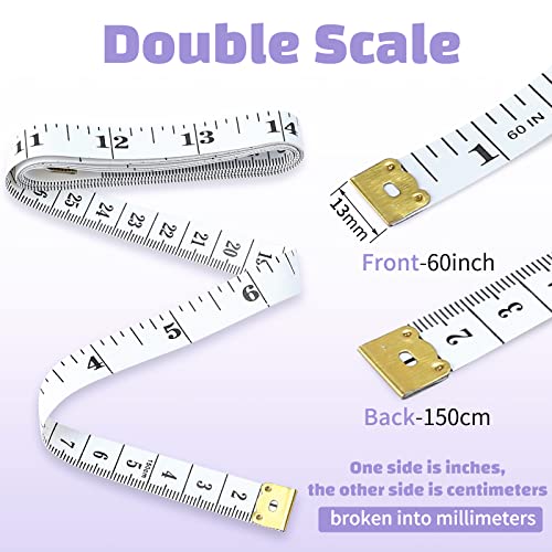 GliSun Soft Tape Measure 24 Pack Measuring Tape Bulk for Body Sewing Tailor Cloth Vinyl Measurement Craft Supplies,150cm/60inch Accurate Soft Double Scale Ruler-White