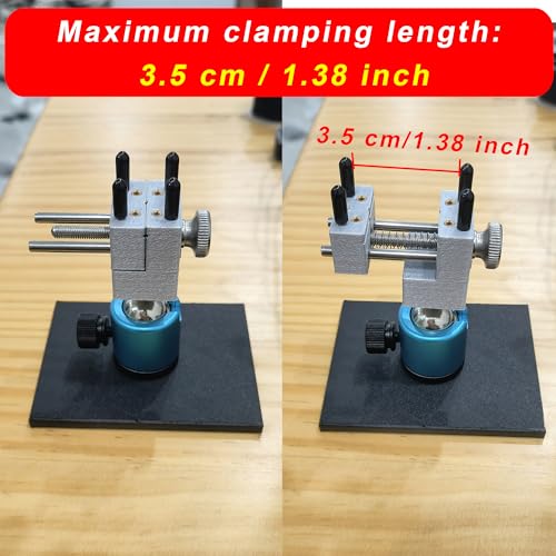 Mini Vise Tabletop Clamp for Model Building & Gunpla - 360° Rotating Spherical Base, Universal Bench Vice with 4 Columns for Irregular Shapes - Precision Tool for Jewelry Making & Crafts, Blue