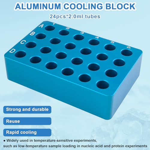 Aluminum Cooling Block - PCR Tubes Cooler, 24 Wells 2ml Centrifuge Tubes, Pack of One - size: 2mL 24 well