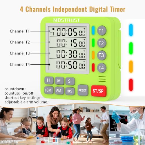 Digital Dual Kitchen Timer, Multiple Channels Countdown Timer - color: Green