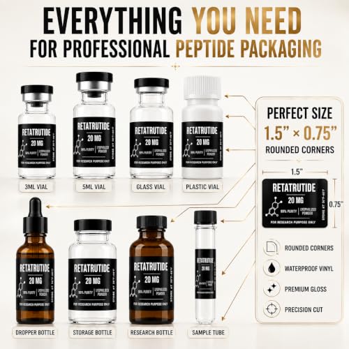 Peptide Vial Labels for 3mL & 5mL Bottle, Custom Waterproof Gloss Stickers