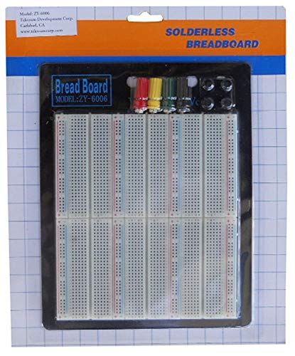 TEKTRUM SOLDERLESS EXPERIMENT PLUG-IN BREADBOARD KIT WITH PRE-FORMED SOLID JUMPER WIRES FOR PROTO-TYPING CIRCUIT (2200 TIE-POINTS) - size: 2200 TIE-POINTS