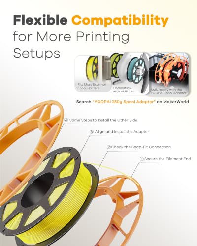 YOOPAI PLA+ Filament 1.75mm, 250g Starter Color Bundle, 4 Rolls - color: Pla Bundle-250gx4-112020016