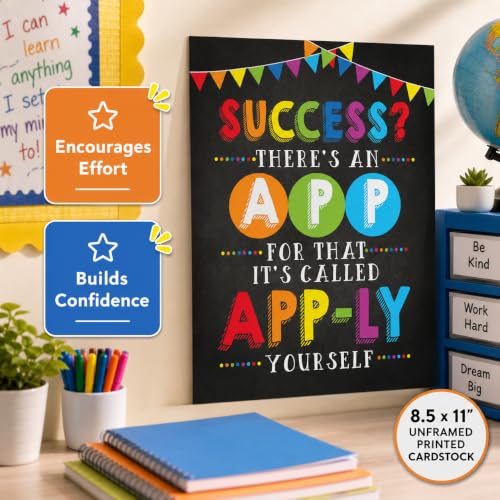 Andaz Press School Classroom Wall Art Teacher Poster, 8.5x11-inch, Success There's an App For That It's Called Apply Yourself, 1-Pack, Unframed, Kids Awareness Motivational Quotes - color: Success