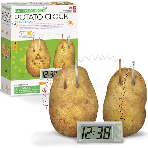 4M: Green Science: Potato Clock - DIY & Experience Battery-Free Renewable Energy, Power A Digital Clock, STEM Learning Craft Activity Kit, Kids Age 5+