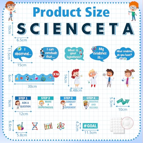 Pajean 93 Pcs Blue Science Talk Bulletin Board Posters Classroom Decor - style: Blue Science