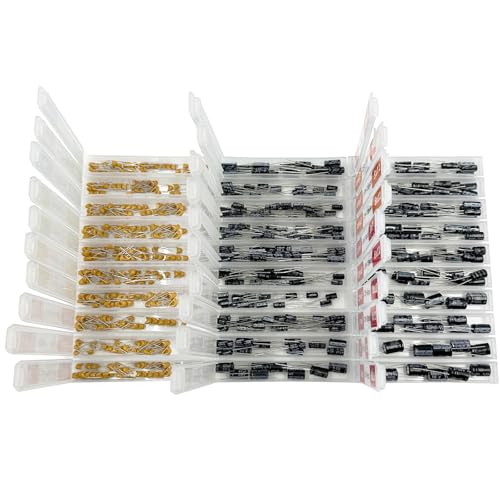 YEAZ 598pcs Electrolytic & Ceramic Capacitor Kit Electronics Assortment