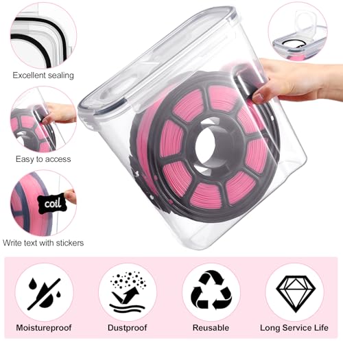 Blushtier 12 Pcs Filament Storage Box with Stickers and Marker - color: Clear