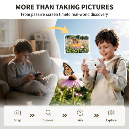 Kids Learning Camera for Ages 3-12, Multi-Language Toy with Recognition - color: White