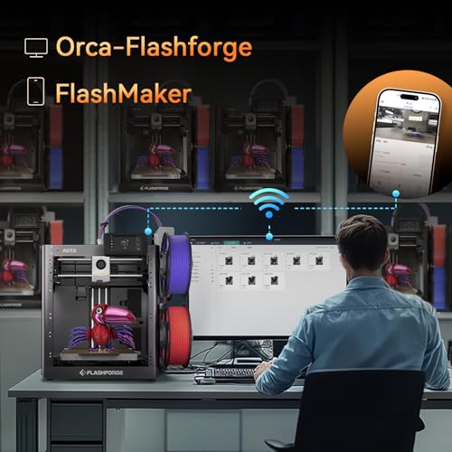 Flashforge AD5X Multi-Color 3D Printer, 600mm/s High-Speed 4 Color 3D Printer with 300˚C Nozzle, Auto Leveling and PEI Flexible Plate, 8.7 x 8.7 x 8.7in - color: AD5X