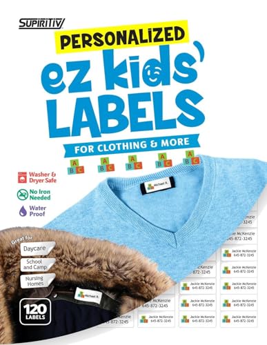 120 Custom Personalized Waterproof Name Labels | Blocks Icon | Self Stick | Clothing, School, Camp, Nursing, Toys, All Purpose | Ez Kids and All Ages | Washer, Dryer & Dishwasher Safe | No-Iron - color: Blocks Icon
