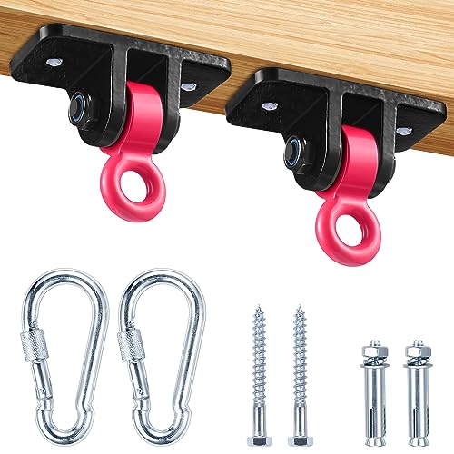 Heavy Duty Swing Hangers for Wooden Sets Playground Porch Indoor Outdoor & Hanging with Snap Hooks (Black and red) - color: Black and Red