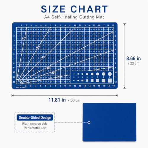A4 Self-Healing Cutting Mat, Grid Craft Board for Sewing & DIY blue - color: Blue-A4