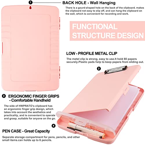 HWPRATO Clipboards Organizer Clipboard with Storage Nursing Clipboard Foldable File Folder Plastic Folio with Storage Case for Teacher,Kids,Doctor,Offices (Light Pink) - color: Light Pink
