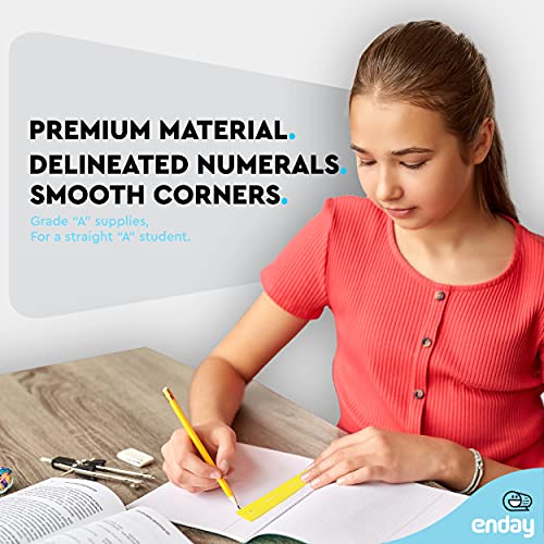 Flexible Ruler Green, 12 in (30 cm) Soft Plastic Shatter Resistant Straight Edge Ruler, Bendable Kids & Adults Ruler w/Inches & Metrics Also Available in Pink, Purple, Red, Grey, Blue, 1 Pc –By Enday - color: Green