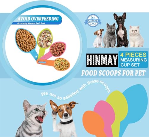 HINMAY Pet Food Scoops Plastic Measuring Cups Set for Dog Cat and Bird Food