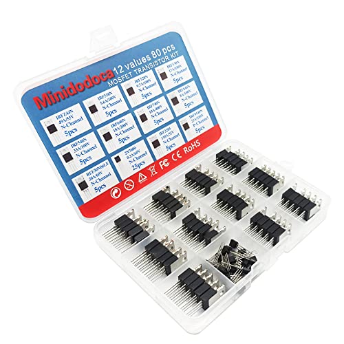 12 Values 80 Pcs MOSFET Transistor Assortment Kit N&P Channel MOSFET IRFZ44N IRF510N IRF530N IRF530N IRF540N IRF640N IRF740 IRF840 RFP30N06LE 2N7000 IRF3205 IRF9540 Logic Level P&NMOS Kit - style: MOSFET Transistor kit