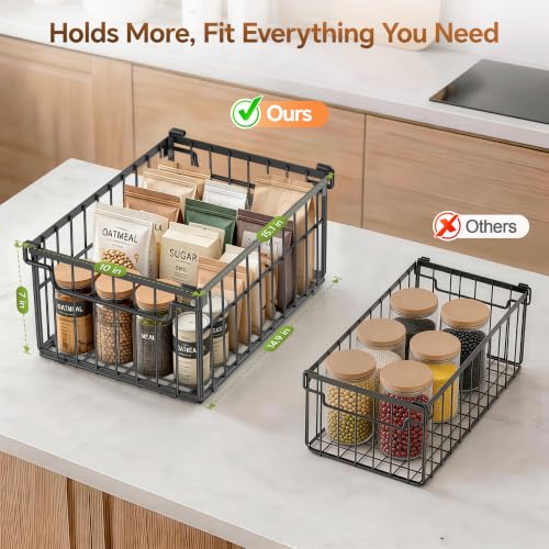 Freezer Organizer Bins, 3 Pack Enlarged Baskets for 5-9 Cu.FT Deep Freezer - color: black 3 pack