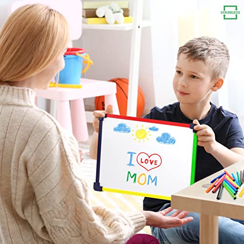 Scribbledo 9 x 12 Magnetic Dry Erase Board for Kids, Double Sided Hardboard with a Crisp Reusable Writing Surface for Classroom, Home and Travel
