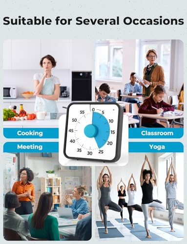 LIORQUE 7.5-Inch Large Visual Timer, 60-Minute Classroom Timer Magnetic - color: Dark Blue