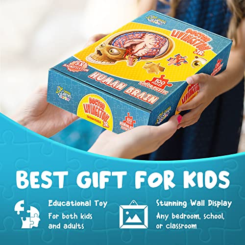 Human Brain Floor Puzzle - Doctor Livingston Jr Anatomy Model - 100 Piece Jigsaw Puzzle - Kids Puzzle and STEM Game About Brain - Medically Accurate Science Toys for Kids, Toddlers, Teens - style: Human Brain Puzzle