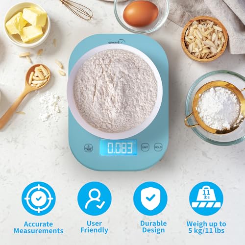Smart Weigh Blue Kitchen Scale, 11 lb x 1g, Meal Prep & Portion Control - color: Blue