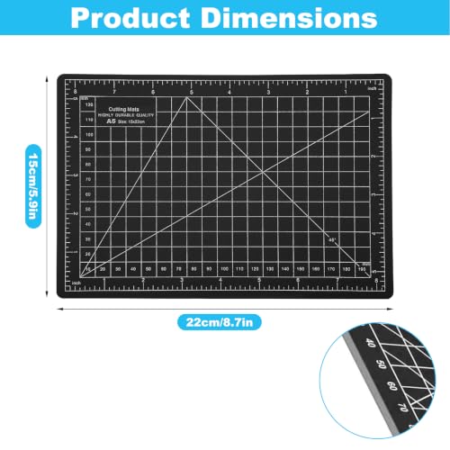 A5 Cutting Mat 4Pcs Premium Self Healing PVC Craft Cutting Pad Model Engraving Scale Board for Artists Crafters Office Workers Students Black 22x15cm