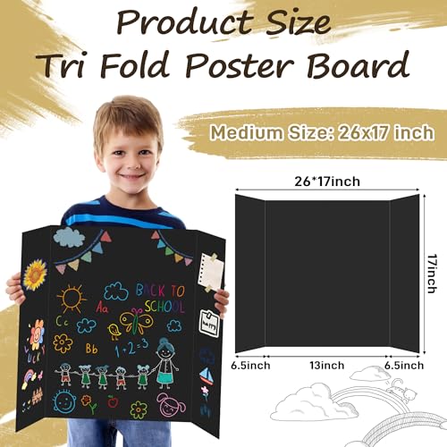 PSHVYM 4 Pcs Black Trifold Poster Board, 26 x 17 inch Display Poster Boards - color: Black, size: 26 X 17 inch