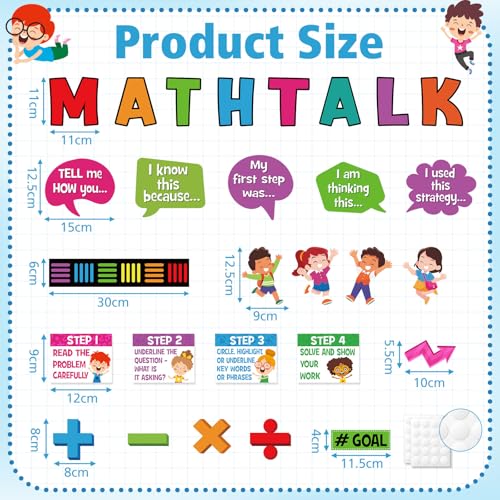 Pajean 85 Pcs Math Talk Bulletin Board Set Math Posters Classroom Decor - style: Math Talk
