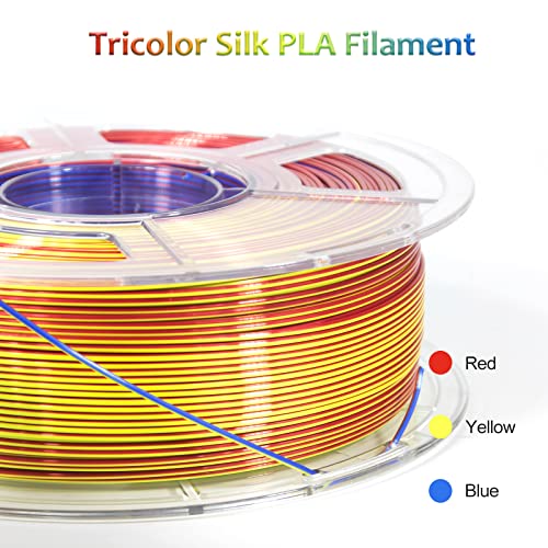 iSANMATE PLA Filament 1.75mm, 3D Printer Filament Silk Red Yellow Blue Color Changing PLA, Silk PLA Tri Colors Filament, 3D Printing Filament +/-0.03mm, 1KG Spool - color: Red + Yellow + Blue, size: Silk PLA