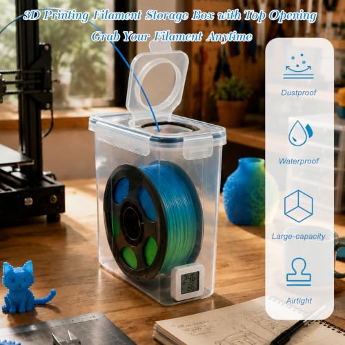 4PCS 3D Filament Storage Box Kit with Temperature & Humidity Monitor
