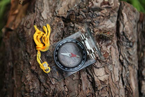 AceCamp Folding Map Compass, Collapsible Pocket-Size Field Compass with Lanyard, Small Collapsible & Portable Compass with Magnifier for Camping, Hiking, Survival, Emergency - style: Mirror Compass