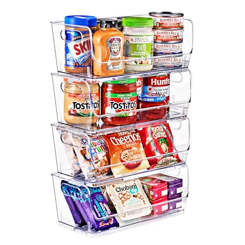 Sorbus Clear Pantry Organizer with Stackable Storage Bins, Open Front - size: Small Wide, style: 4 Pack