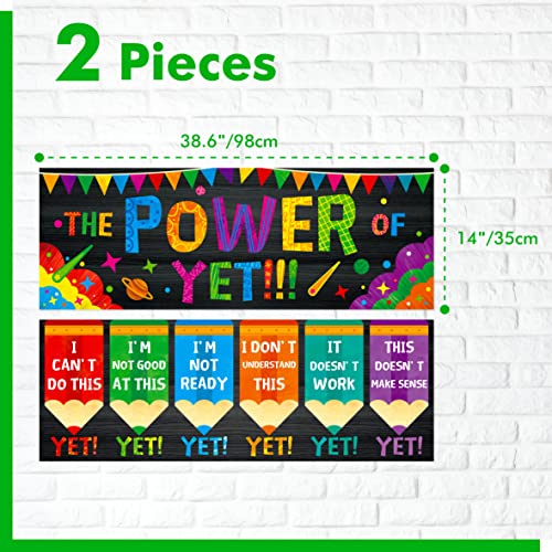 Classroom Banner Poster, 2 PCS Encouragement Bulletin Board Decoration Colorful Inspirational Wall Decor for School & Classroom Preschool Primary Middle High School- Power of Yet (Poster Tube Package) - style: The power of yet