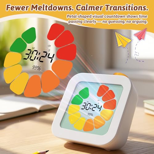 EooCoo Visual Timer for Kids, ADHD, Toddler Essentials, Boo Basket Stuffers - style: Petal Pulse