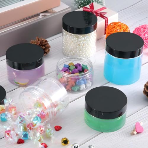 SATINIOR 24 Pieces Clear Plastic Jars with Lids, Black Lid, 1 oz - color: Black Lid, size: 1 oz
