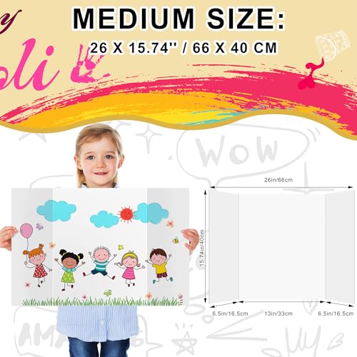 HAUTOCO 4 Pcs Medium Trifold Poster Board 26 x 15.74 inches Tri Fold Presentation Boards White Corrugated Project Boards for Science Fair, School Project, Event Displays, Business (Pack of 3) - color: White, size: 26 x 15.74 inches (Pack of 3)