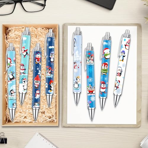 Idealmuzik Penguin Pens Set – Cute Penguin-Themed Gel Pens for Teachers, and Office Gift Exchange – Funny Penguin Designs – Perfect Stationery Gifts, Party Favors, 8 Pack - color: Penguin