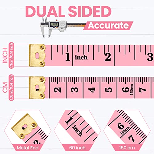 96 Pieces Soft Tape Measure Double Scale Measuring Tape Flexible Fabric Sewing Ruler for Body Weight Loss Measurement Tailor Craft Supplies, 60 Inch, Green, Pink, Blue, Yellow, White Black, White Red