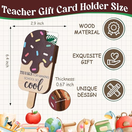Ice Cream Teacher Appreciation Gift Card Holder, Teacher Appreciation Gifts for Women, 5-Layered Wooden Thank You Gift Card Holders, End of Year Preschool Middle School High School Back to School - color: Ice Cream