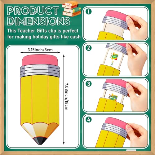 Kathfly Pencil Teacher Gift Card Holder, Yellow Wood Sleeve - color: Yellow and Pink, style: Pencil