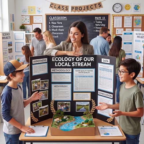 Colarr 3 Pack Trifold Poster Board 24" x 36" Double Sided Corrugated Cardboard Display Boards for Science Fair School Projects Presentations Art Exhibitions Office Class Supplies Photo Display