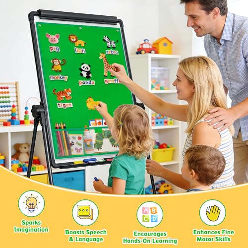 AKAYOK Felt Board for Toddlers, 24"x36" Felt Board for Wall | Includes 30 Self Adhesive Dots Perfect for Learning, Organization, and Creative Play | Classroom Must Haves School Supplies for Teachers - color: Green