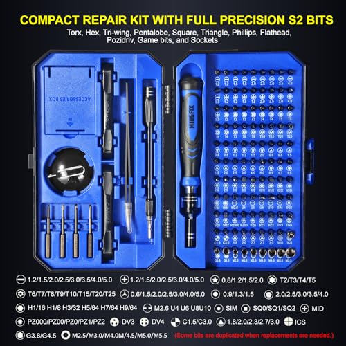 Precision Screwdriver Set with 103 Multi Bits, MINGFIX 115 in 1 Small Magnetic Repair Tool Kit for MacBook,Laptop,PC,Computers, iPhone, Electronics,PS5,PS4,Nintendo Switch, Xbox,Watches & Eye Glasses - style: 115 in 1