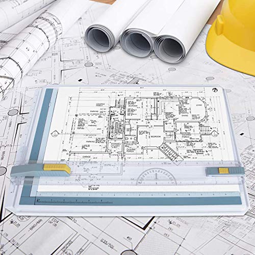 Frylr Inch A3 Drawing Board Drafting Table Multifunctional Drawing Board Table with Clear Rule Parallel Motion and Angle Adjustable Measuring System - size: 14"W x 19.7"H