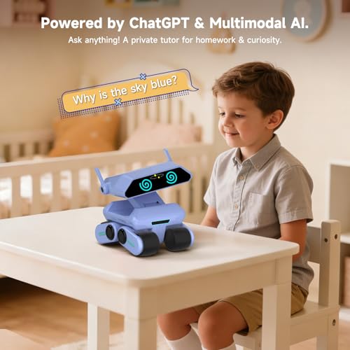 AI Robot for Kids with ChatGPT, Interactive STEM Learning Companion, Screen-Free Educational Toy for Homework Help & Storytelling, No Monthly Subscription Fees Yonbo - color: Blue
